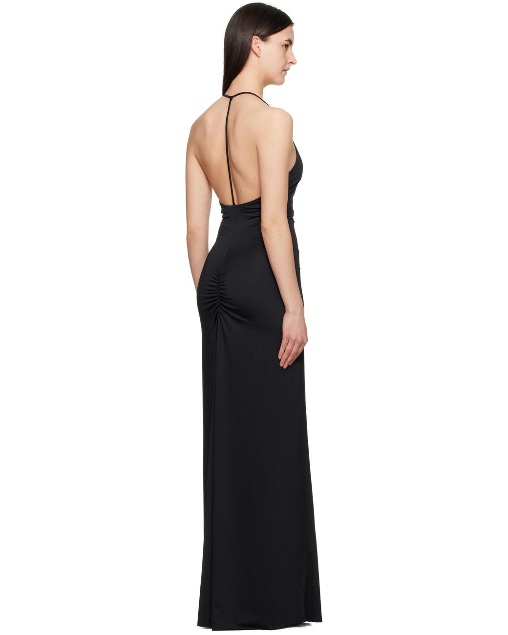 Victoria Beckham V-Neck Ruched Cami Maxi Dress in Black | Lyst Canada