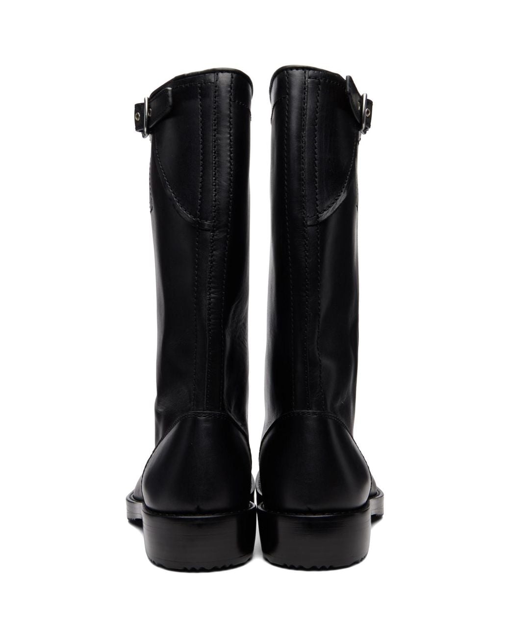 Dries Van Noten Black Leather Biker Boots for men