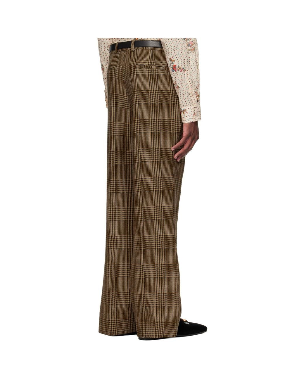 Valentino Brown Glen Check Trousers for men