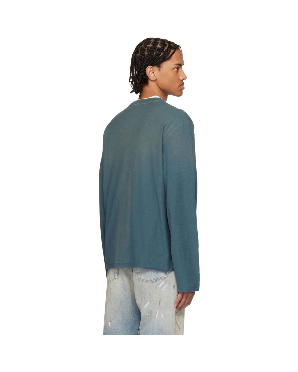 Acne Blue Relaxed Fit Logo T-Shirt for men