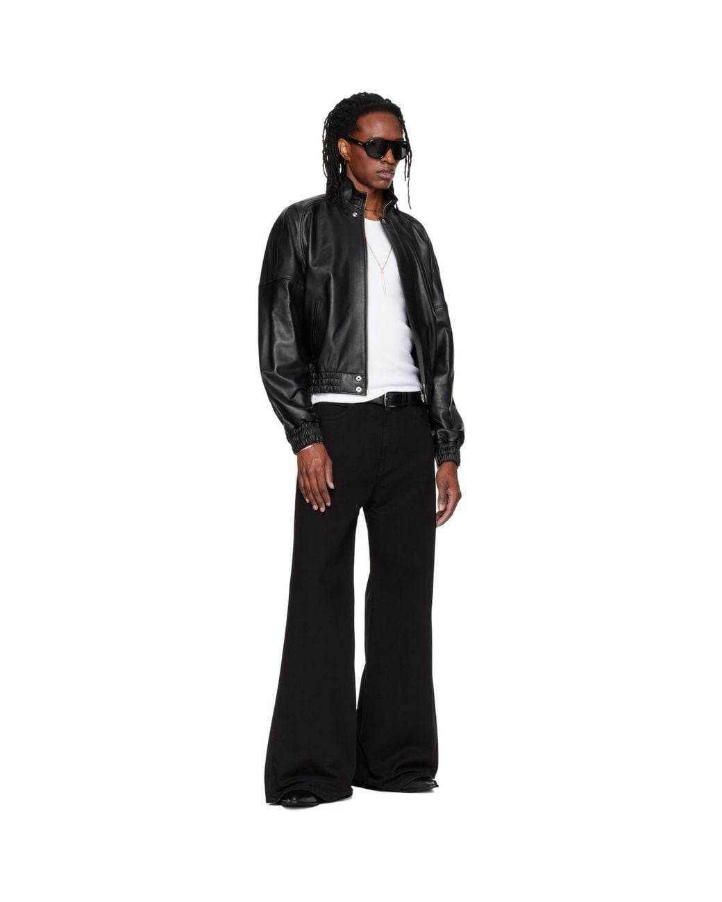 Lu'u Dan Black Blouson Leather Jacket for men