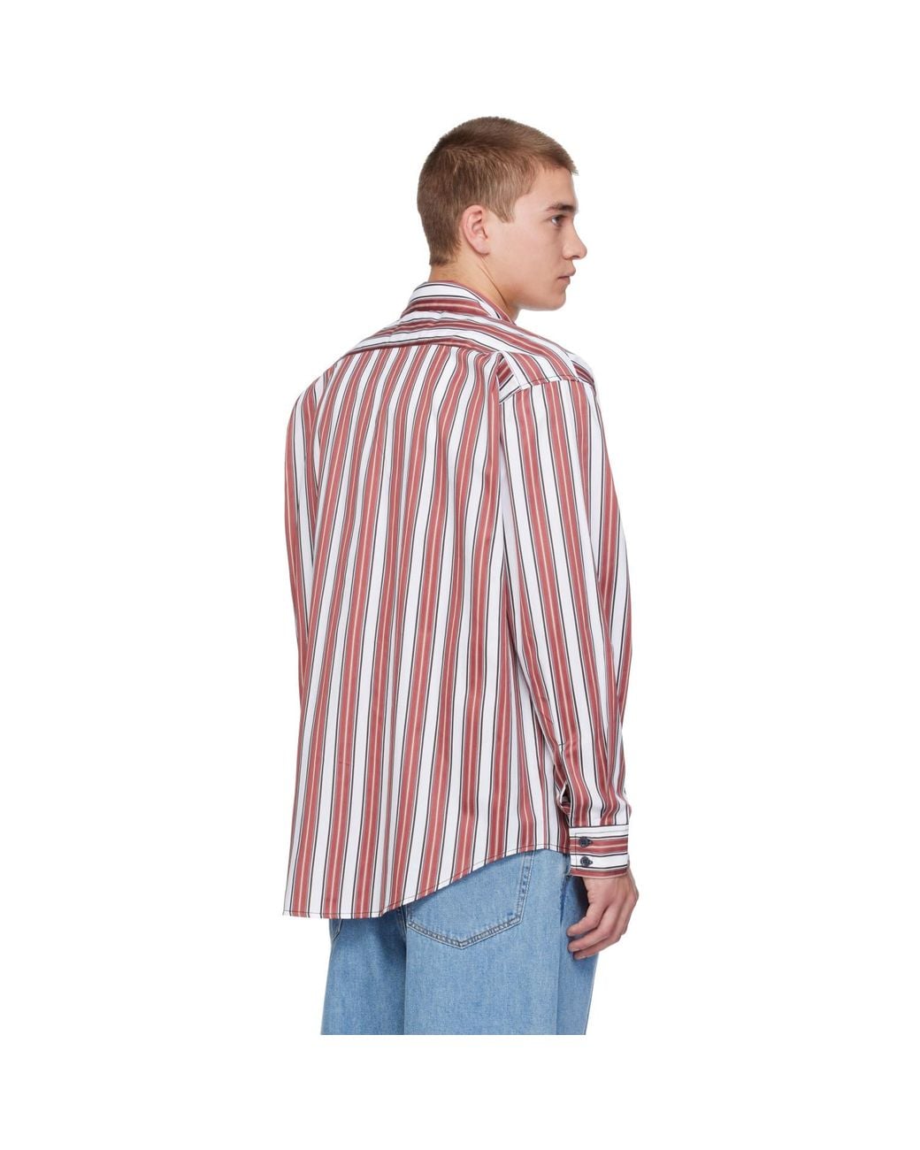 Sanderlak Red Striped Oversized Shirt for men