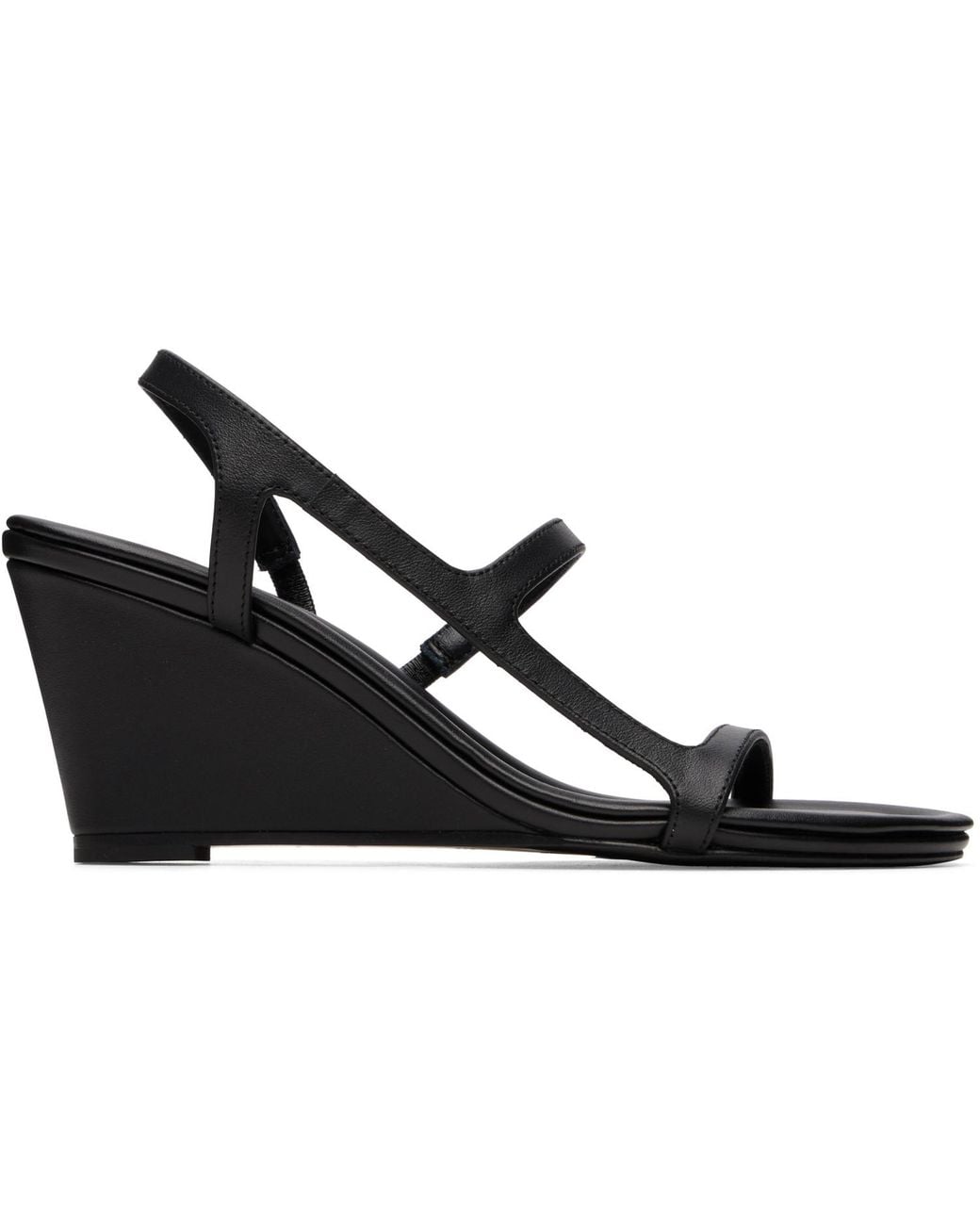 St. Agni Black High Wedge Heeled Sandals
