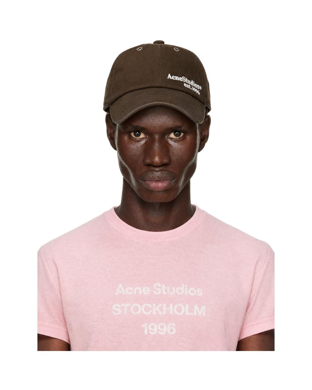 Acne Pink Waxed Logo Cap for men