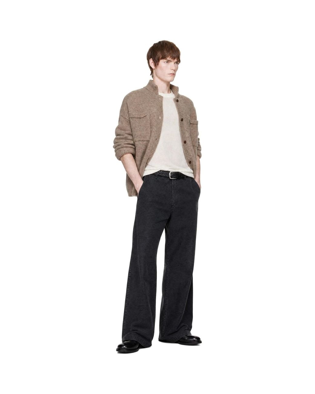 Cordera Gray Baby Alpaca Cardigan for men