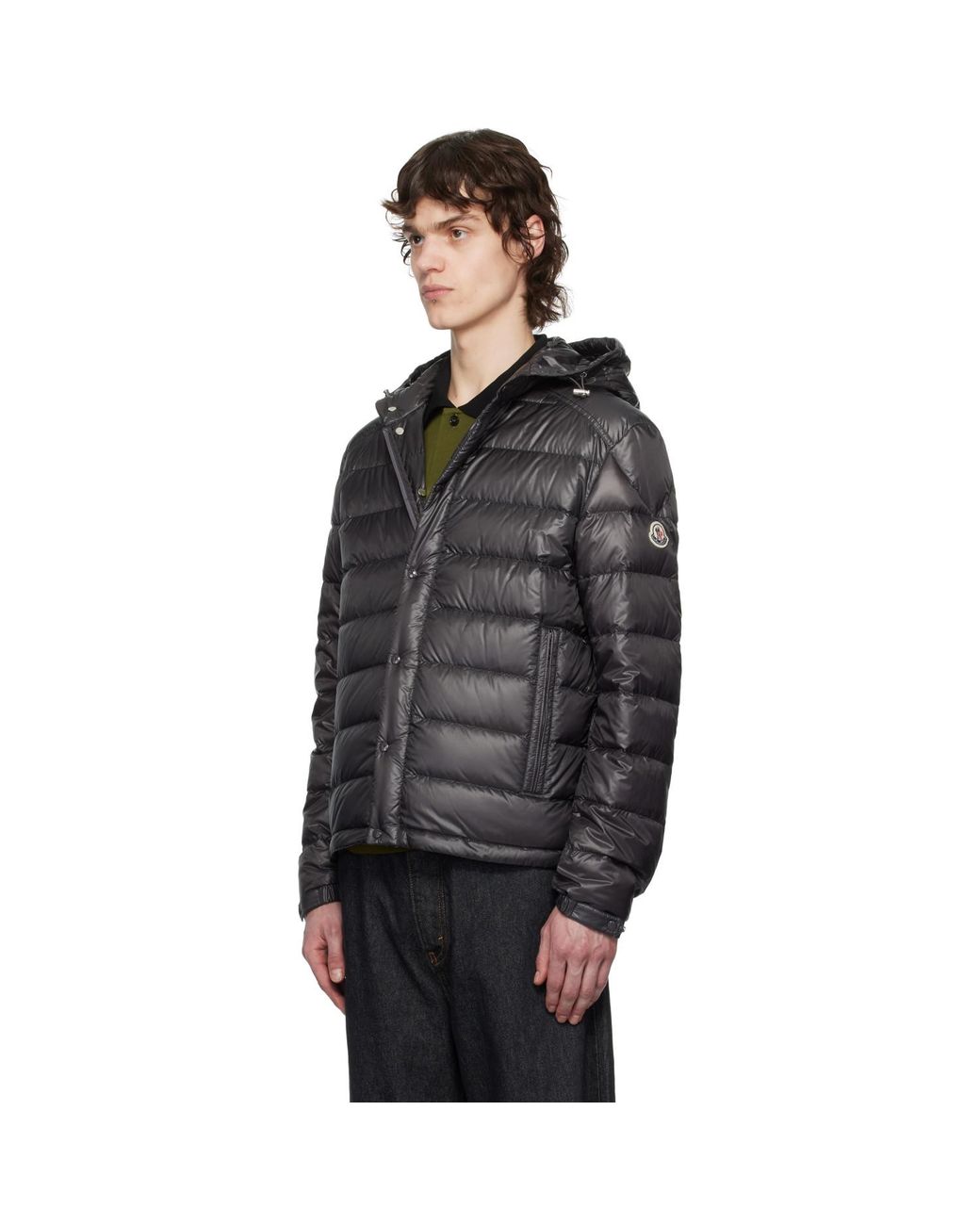 Moncler Black Gliere Hooded Short Down Jacket for men