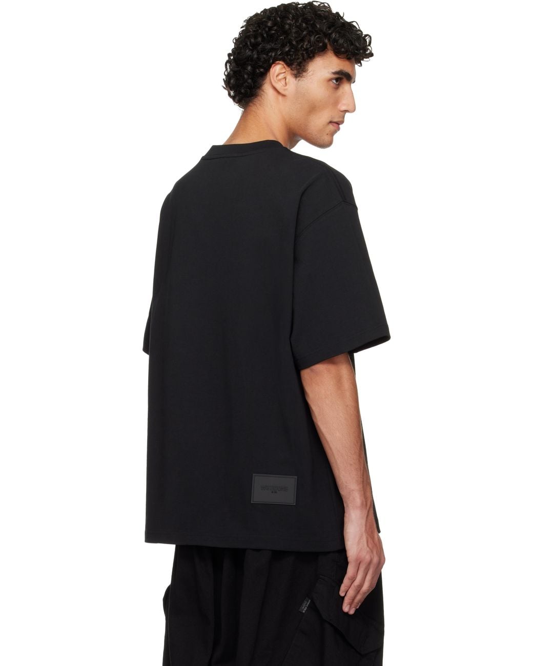 we11done Black Large Basic Logo T-Shirt for men