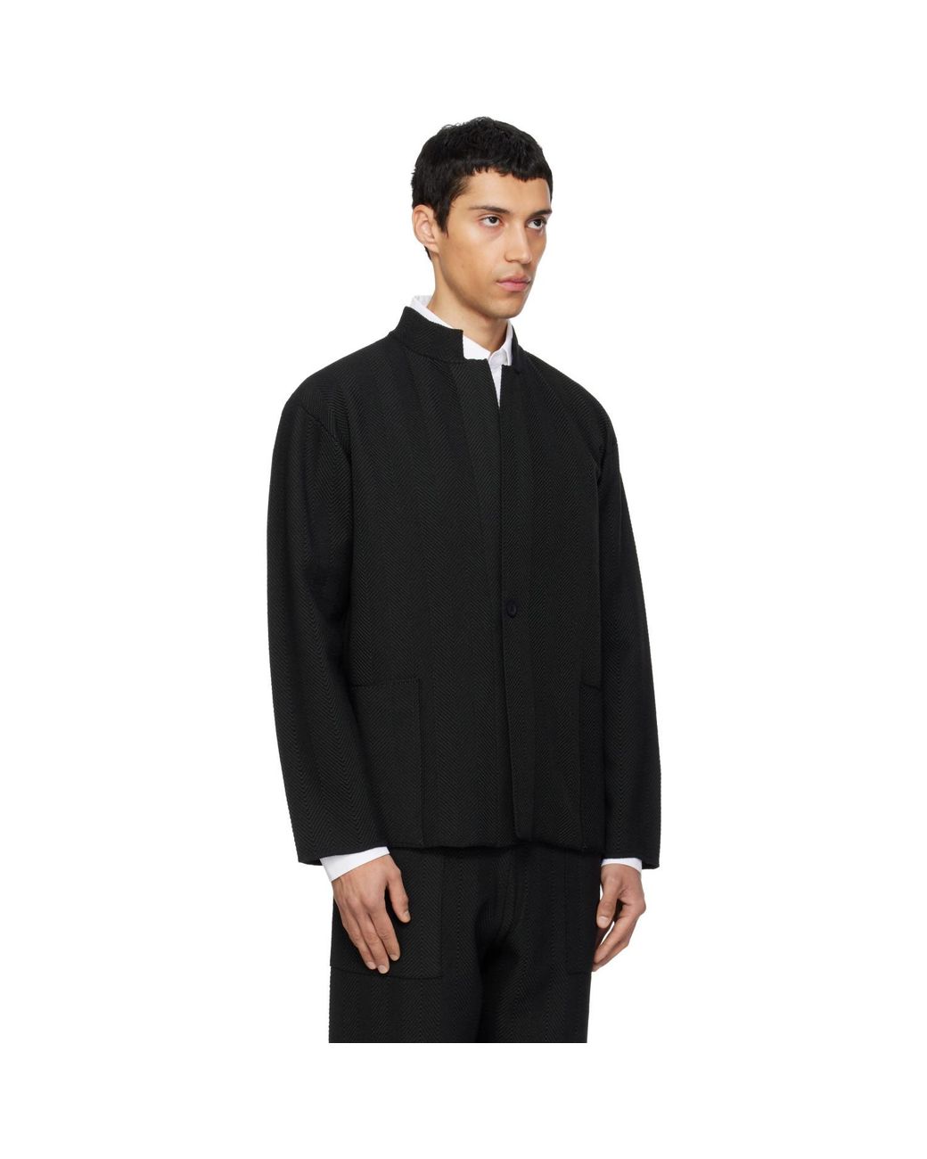 Homme Plissé Issey Miyake Black Inlaid Knit Jacket for men