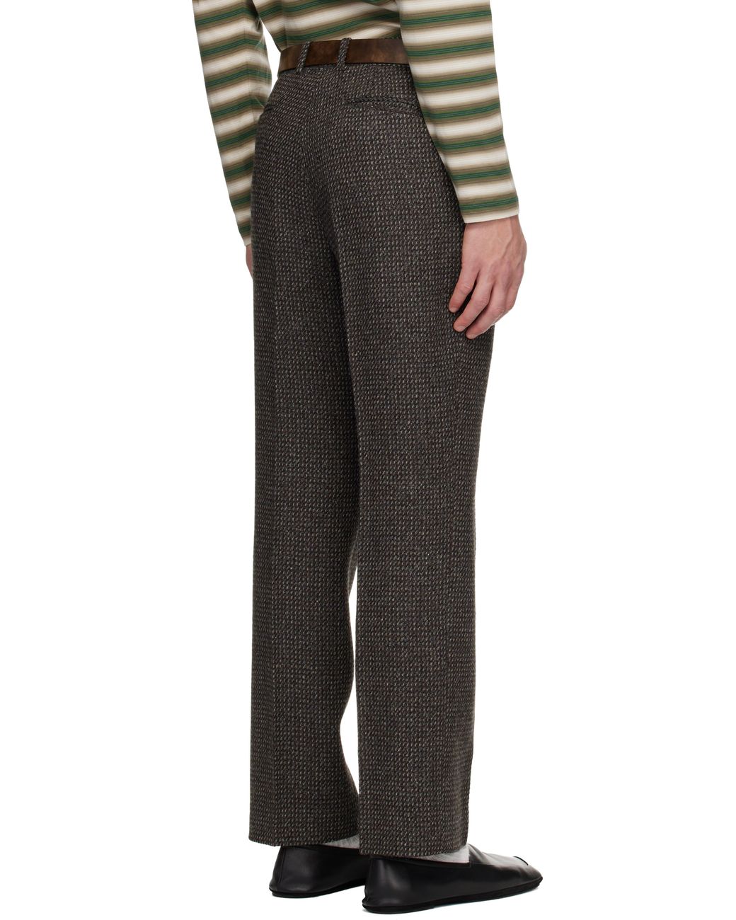 AURALEE Alpaca Wool Silk Tweed Trousers in Black for Men | Lyst