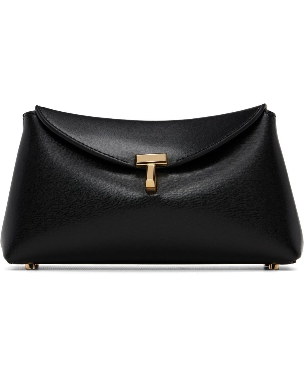 Totême Black Mini T-Lock Leather Clutch