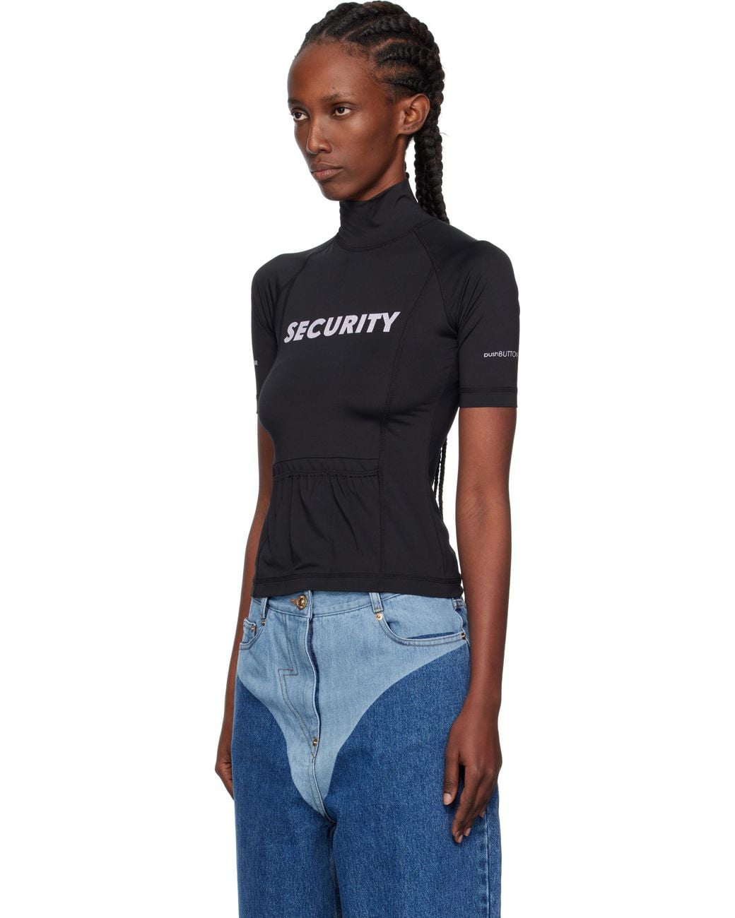 Pushbutton Black 'Security' Pocket Turtleneck