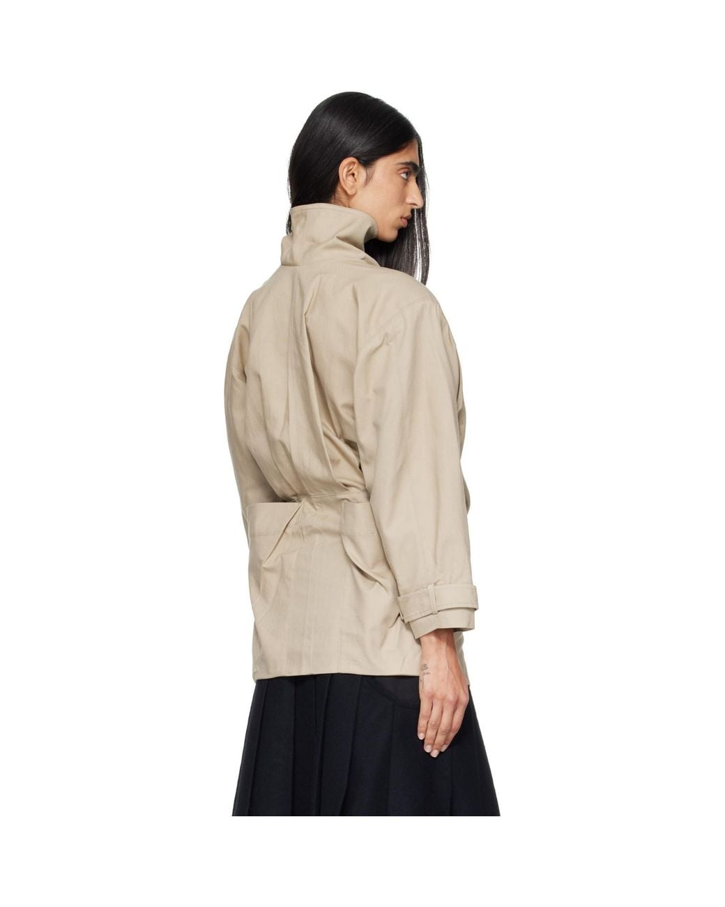 OPEN YY Natural Drop Collar Half Trench Jacket