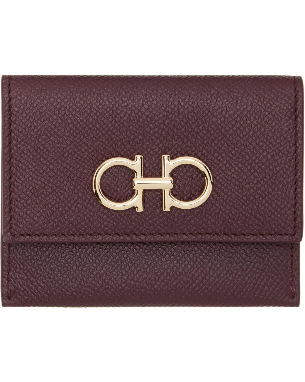 Ferragamo Purple Burgundy Gancini Credit Card Holder