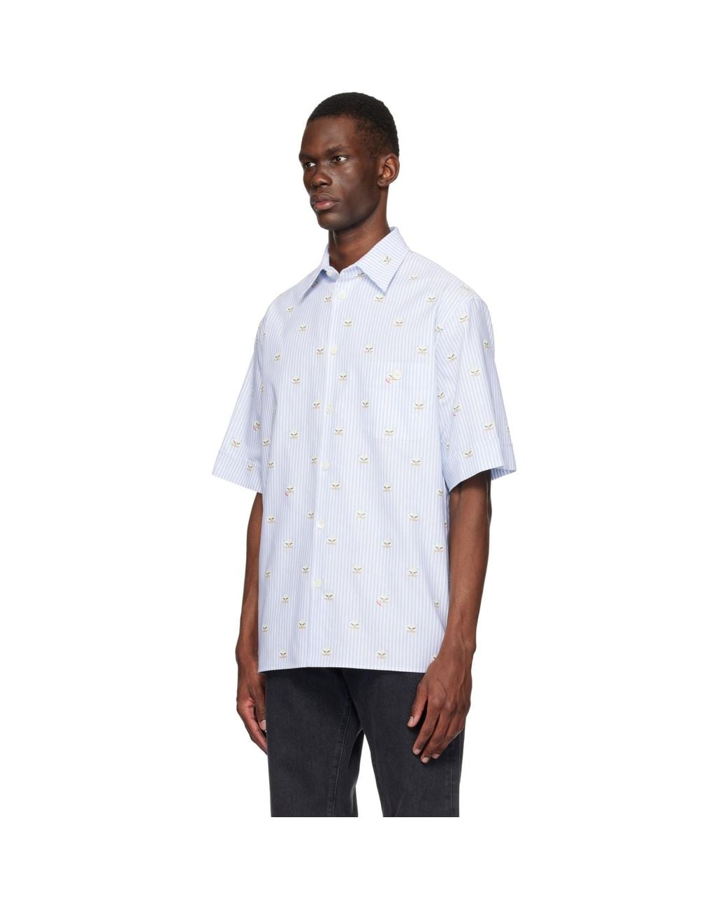Valentino White Cotton Oxford 'Le Chat De La Maison' Shirt for men