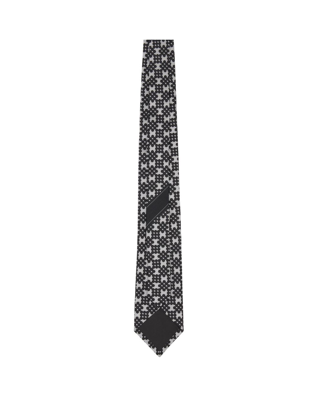 メンズ Dries Van Noten ブラック＆グレー Printed シルク ネクタイ