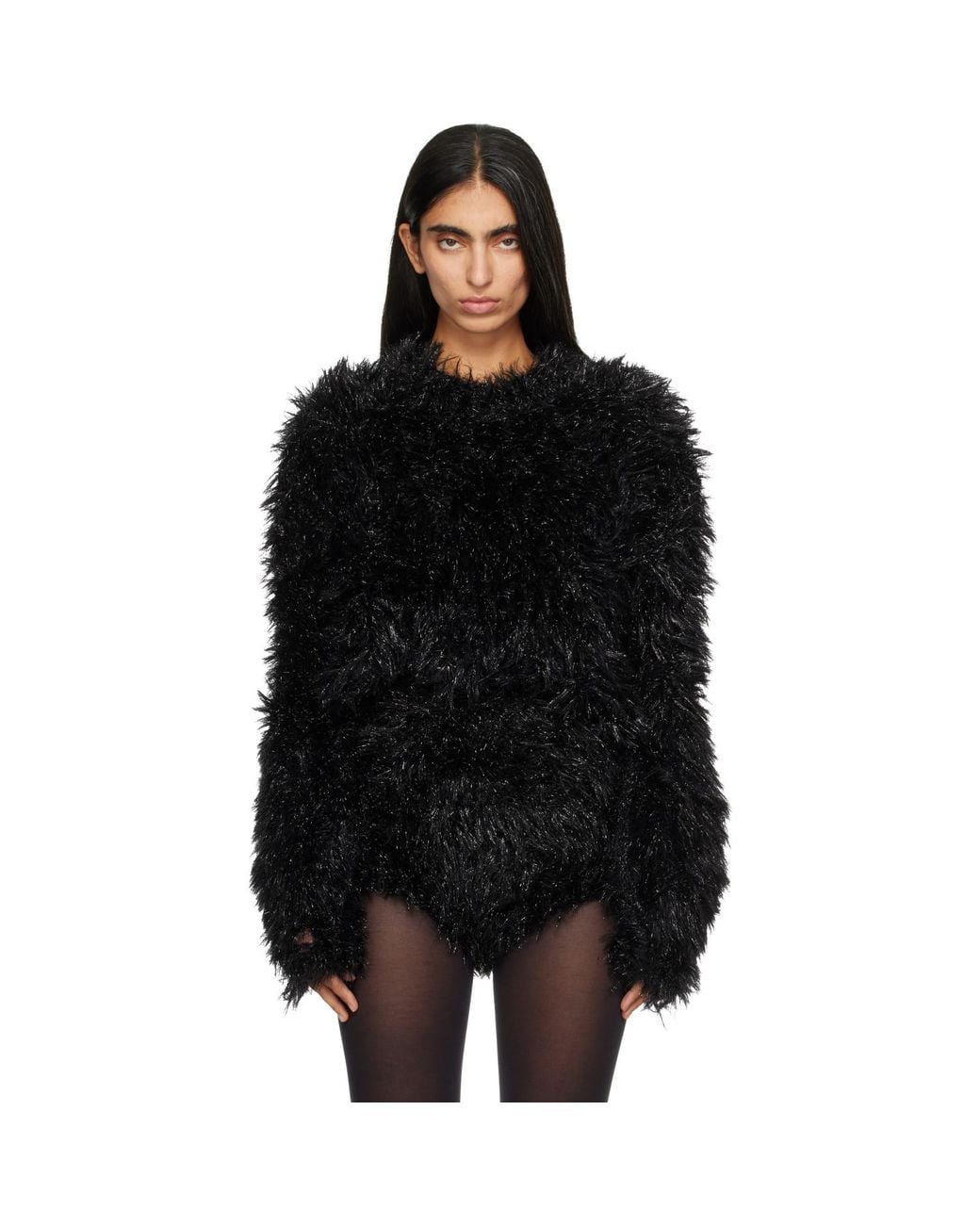 Junya Watanabe Black Glitter Crewneck Sweater