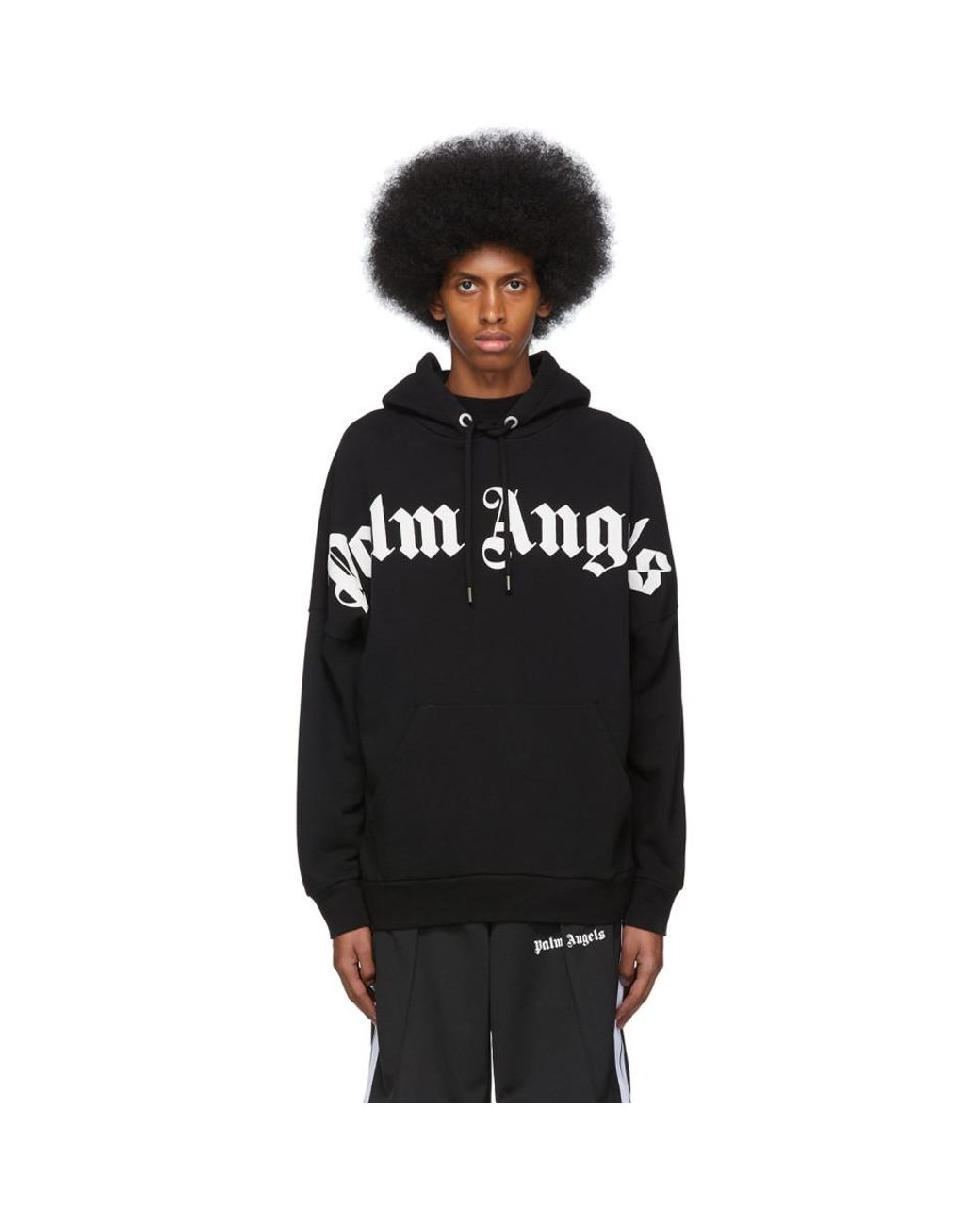 Palm Angels Black Front Logo Hoodie for Men