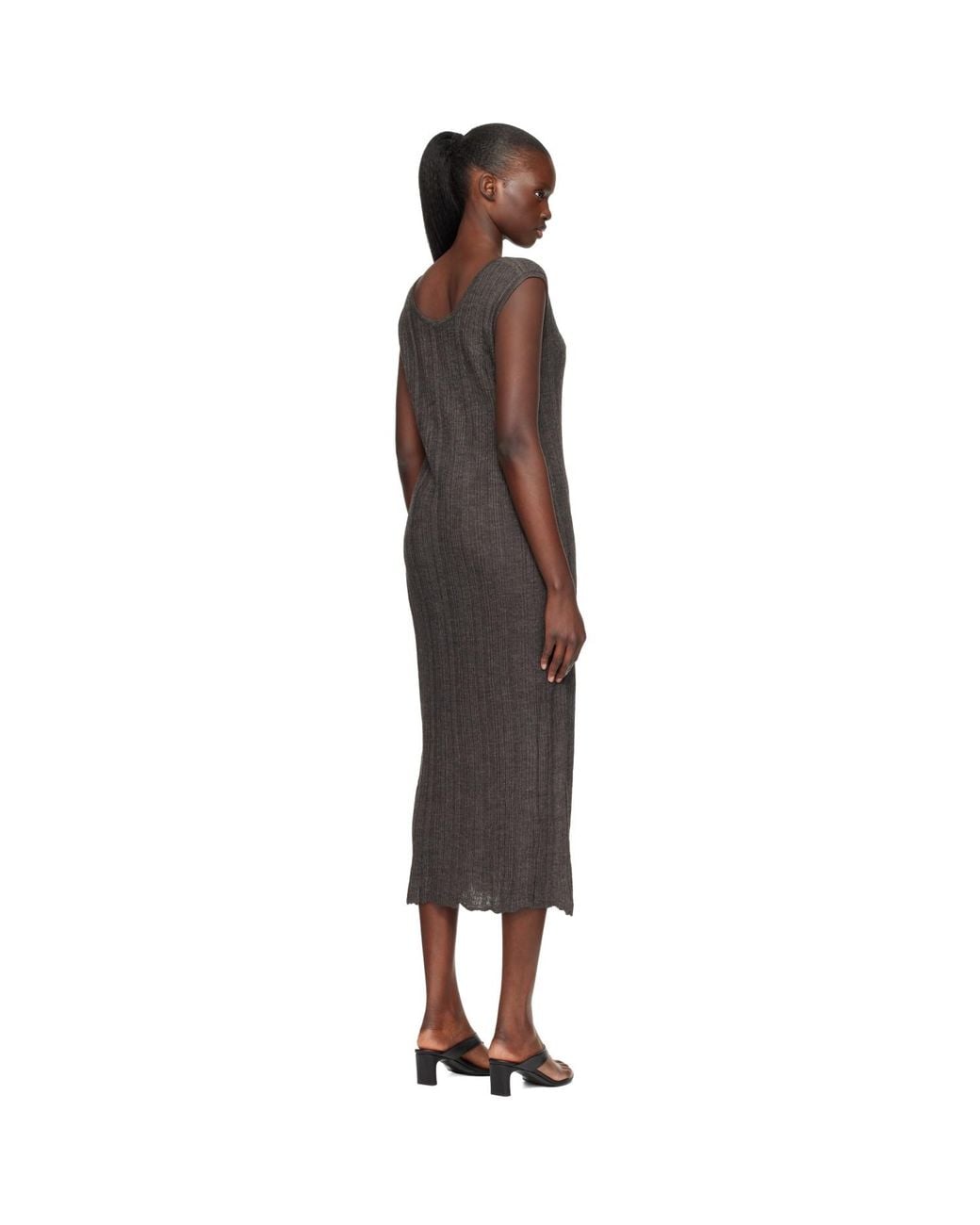 Lauren Manoogian Black Plisse Tank Maxi Dress