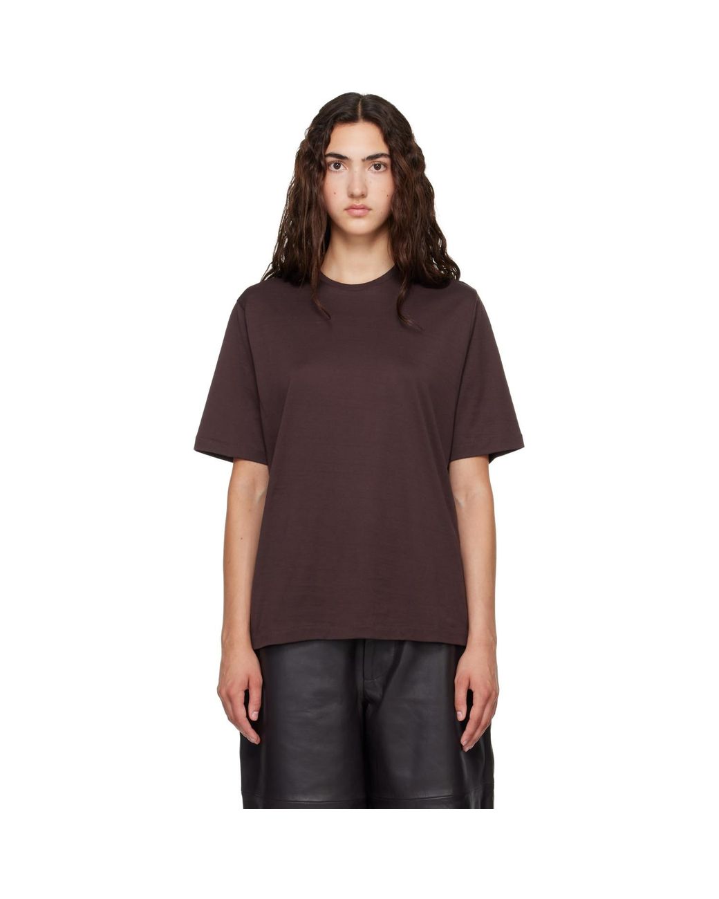 Frankie Shop Brown Burgundy Harper Soft Organic T-Shirt