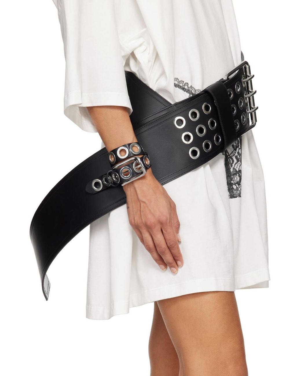 VAQUERA ブラック グロメット レザーブレスレット メタリック | Lyst