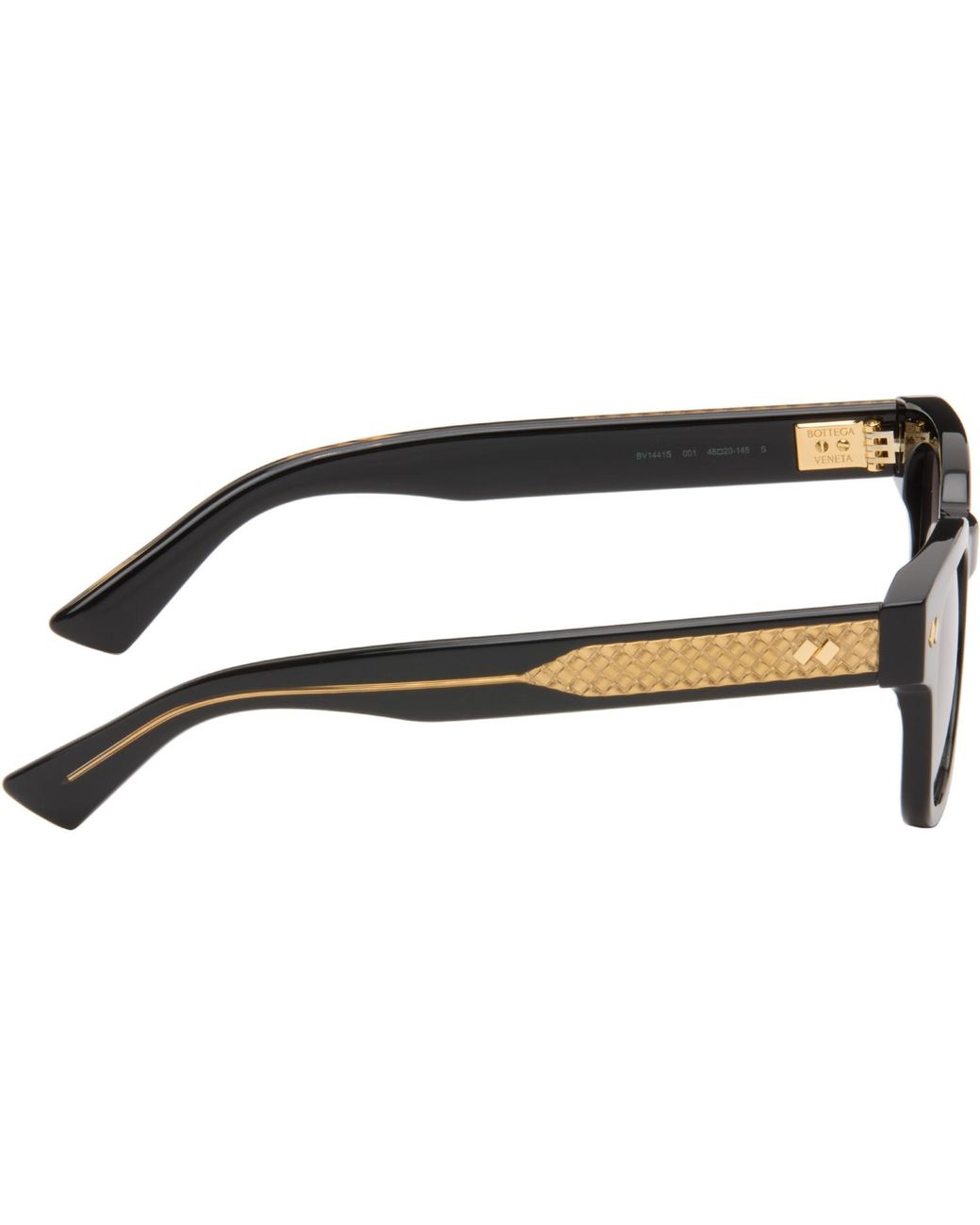 Bottega Veneta Black Intrecciato Panthos Sunglasses for men