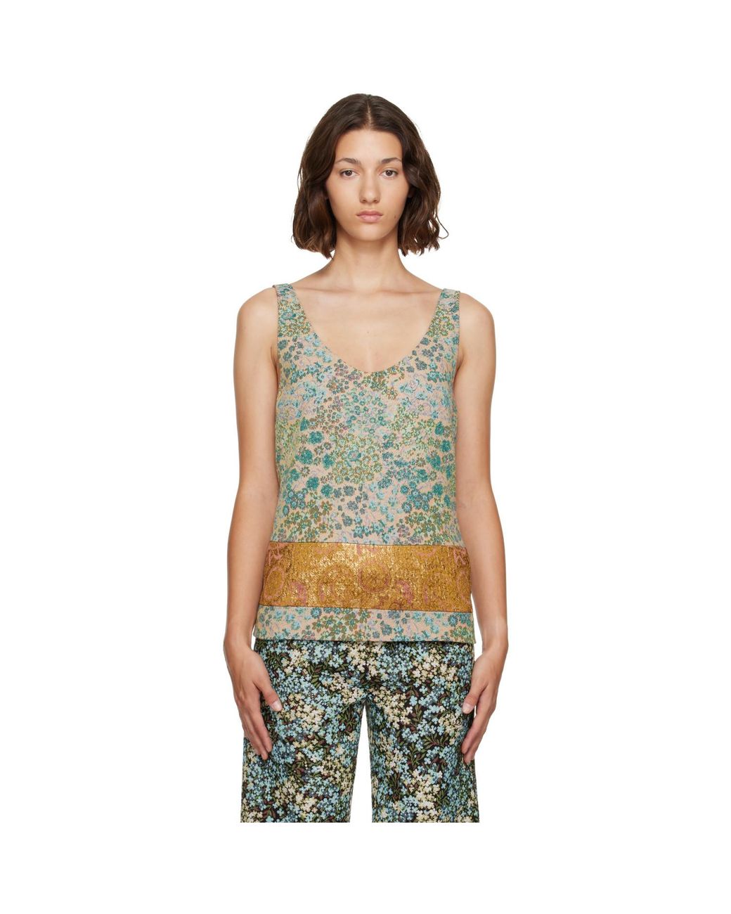 Dries Van Noten Green Floral Top