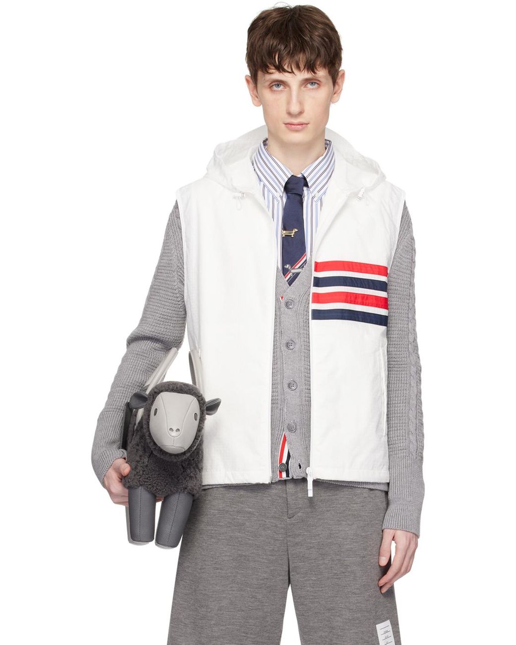 Thom e veste blanche a quatre rayures Thom Browne pour homme en coloris Blanc Lyst