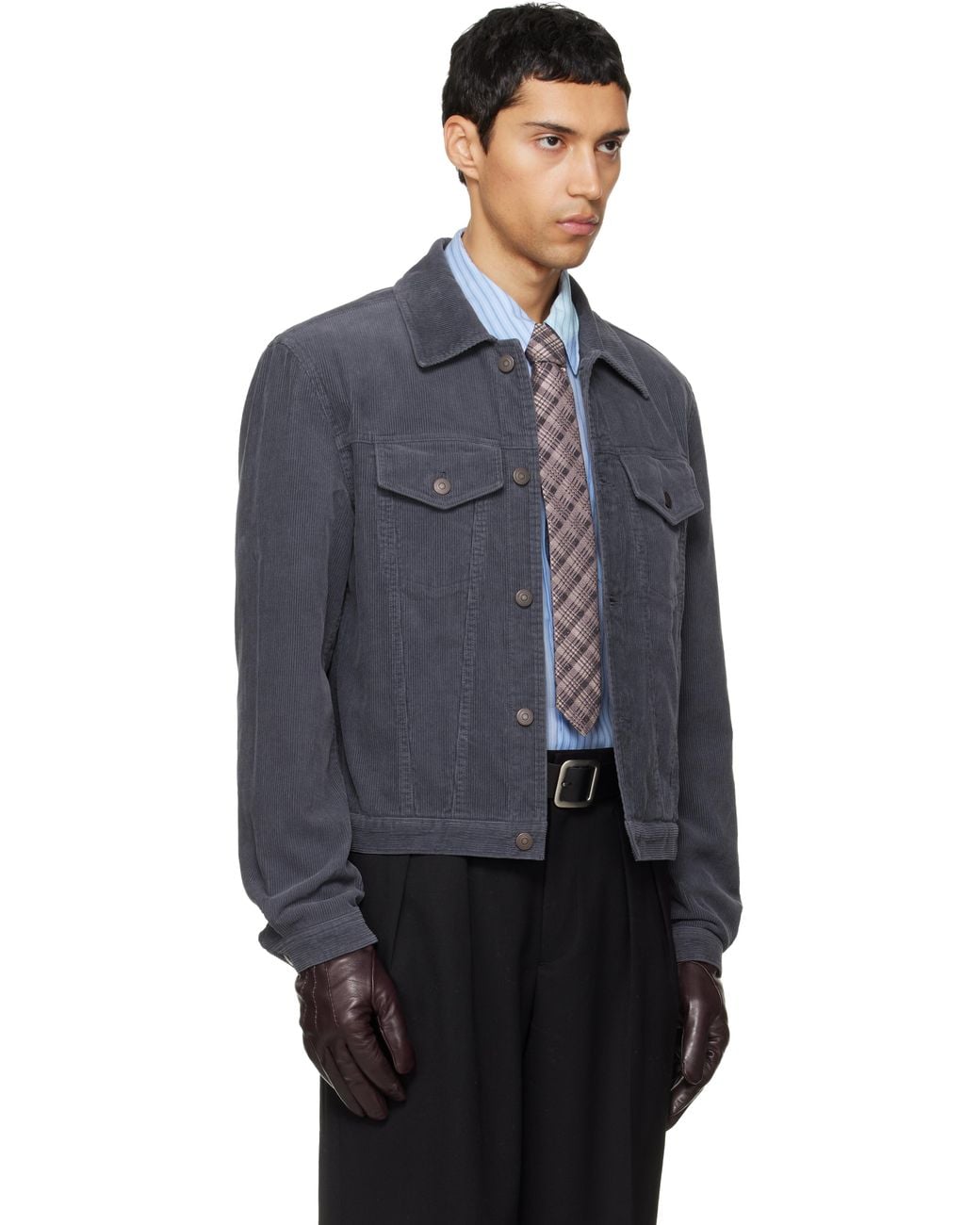 TONYWACK Blue Washed Corduroy Type-3 Trucker Jacket for men