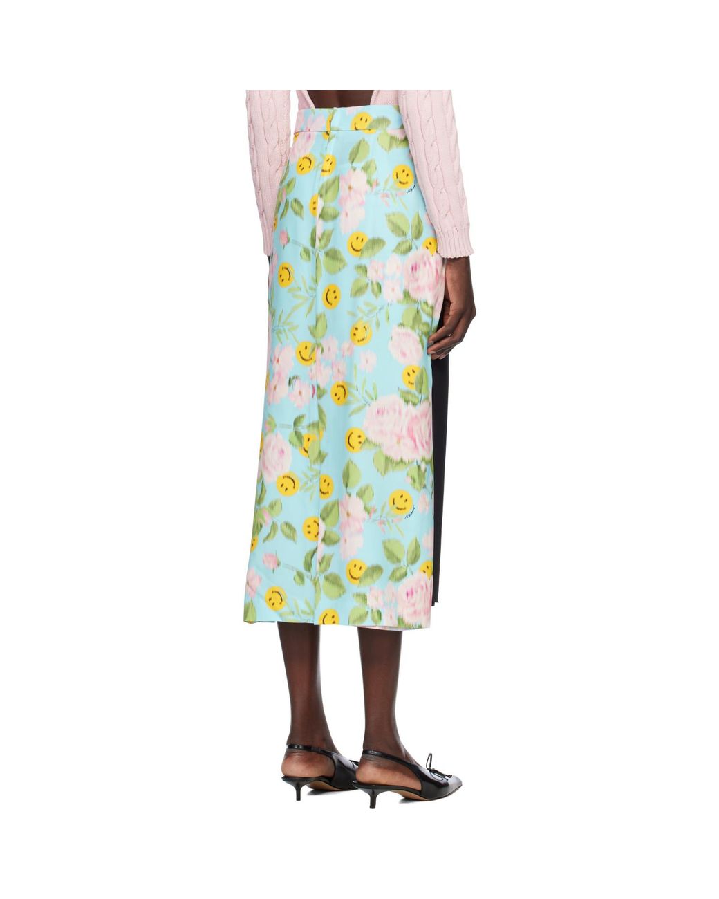 Moschino Black Crêpe & Satin Midi Skirt
