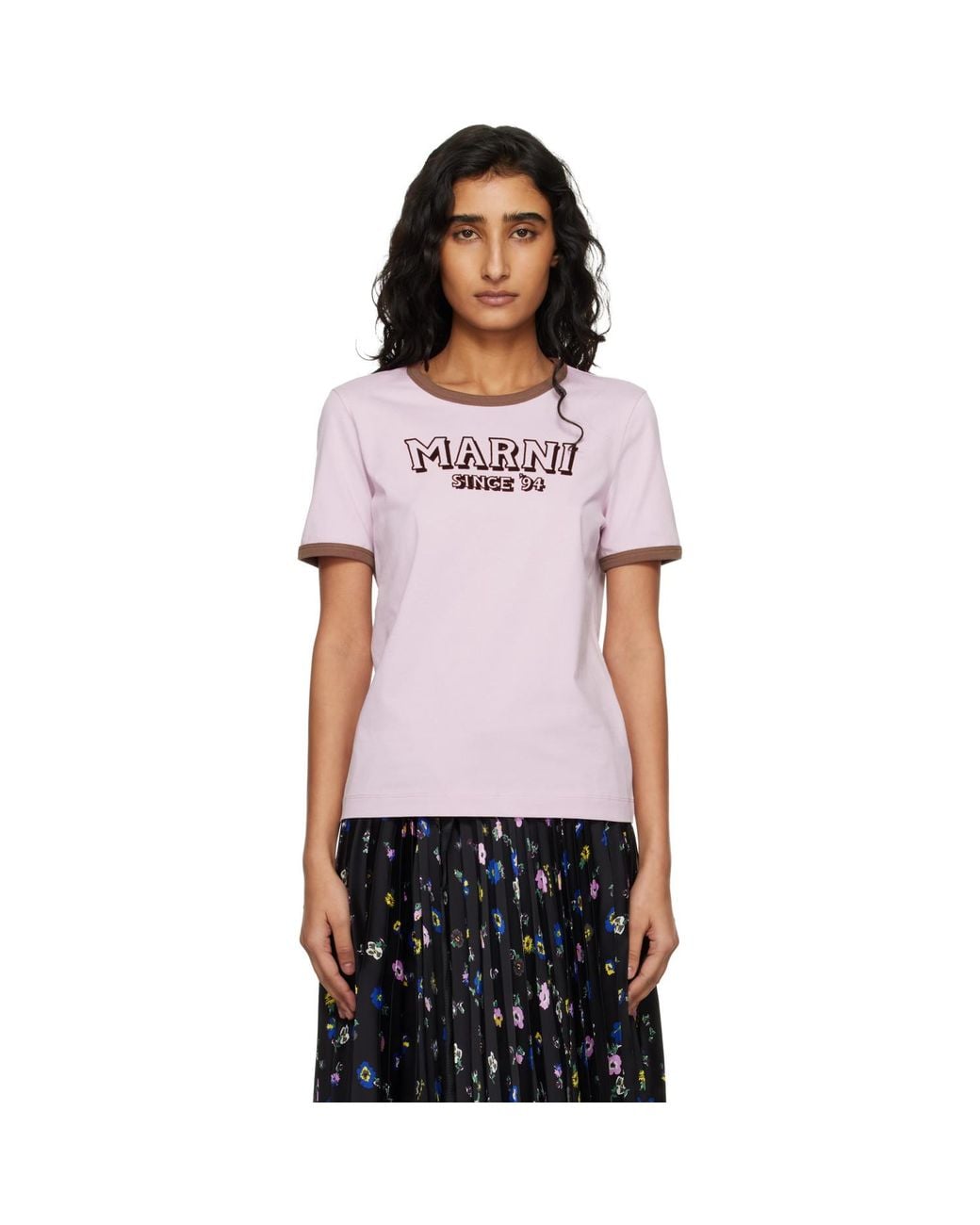 Marni Black Flock Print Jersey T-Shirt