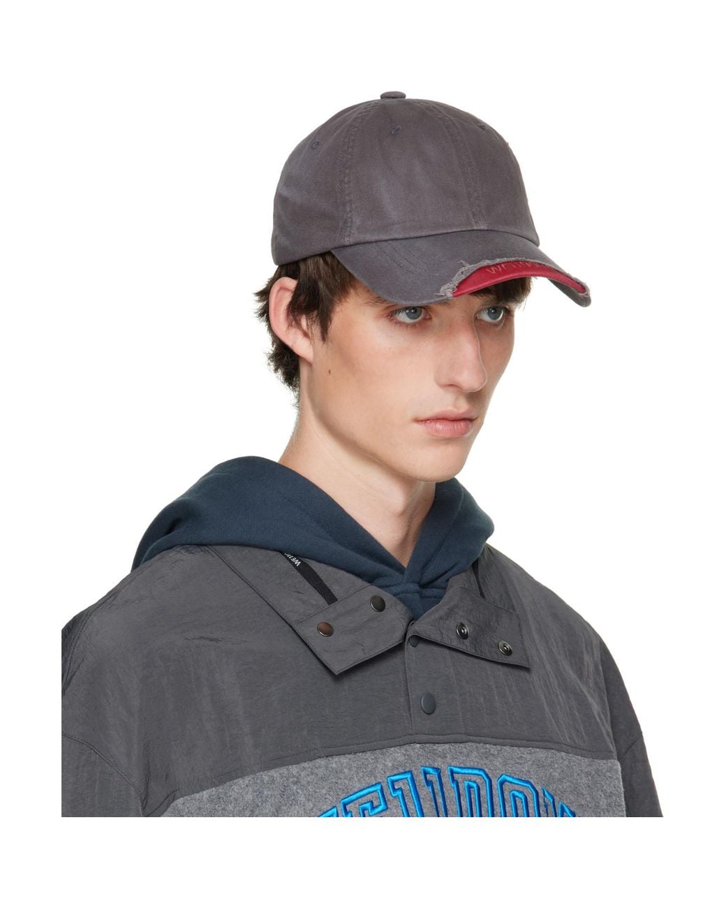 we11done Blue Distressed Cap for men