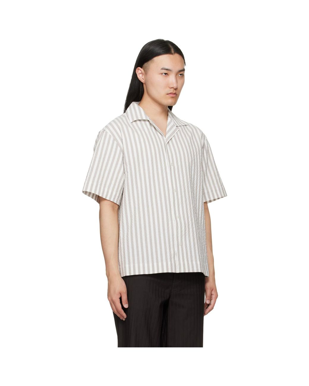 HUGO White Oversized-Fit Seersucker Shirt for men