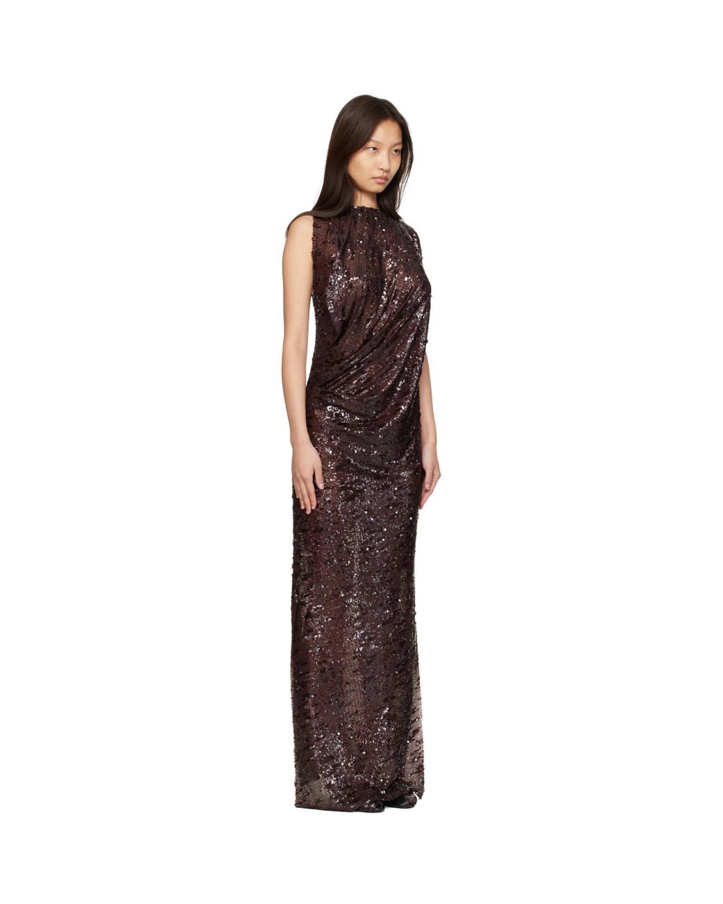 Edward Cuming Purple Droopy Drape Gown Maxi Dress