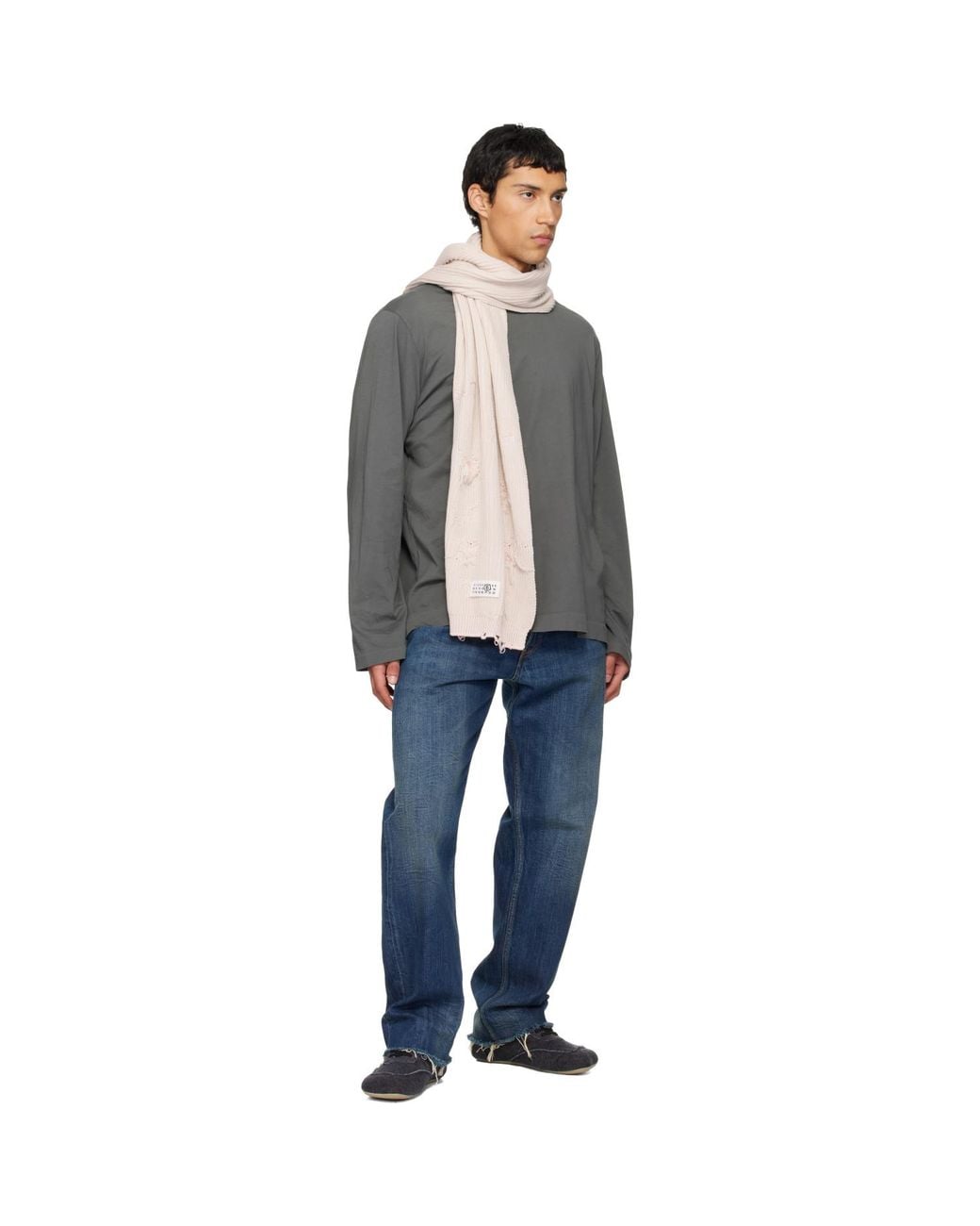 MM6 by Maison Margiela Natural Amended Optical Ribs Scarf for men