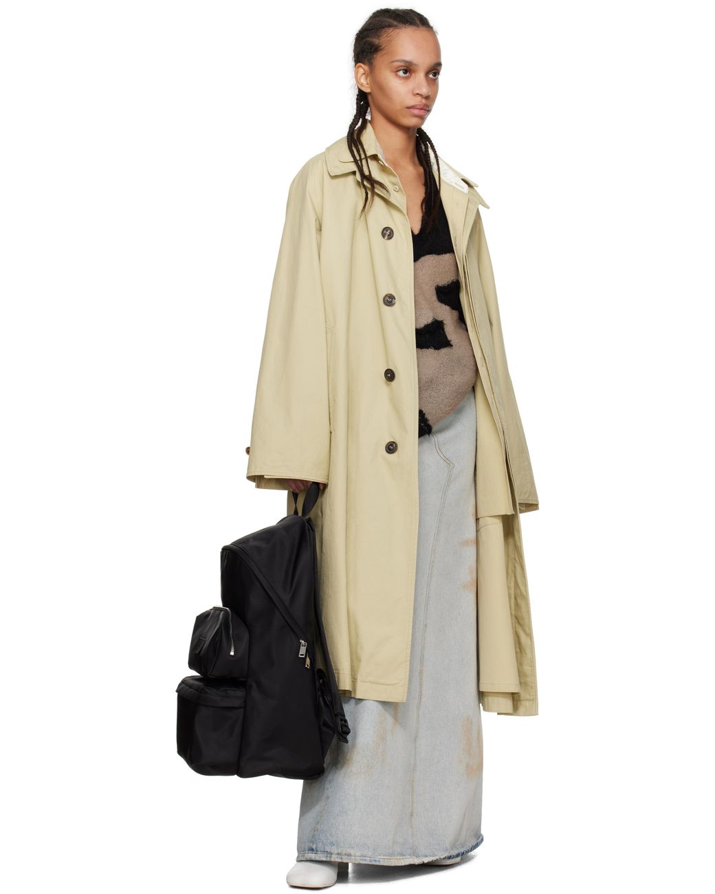 MM6 by Maison Margiela ブラック ナイロン スリーポケット バック 