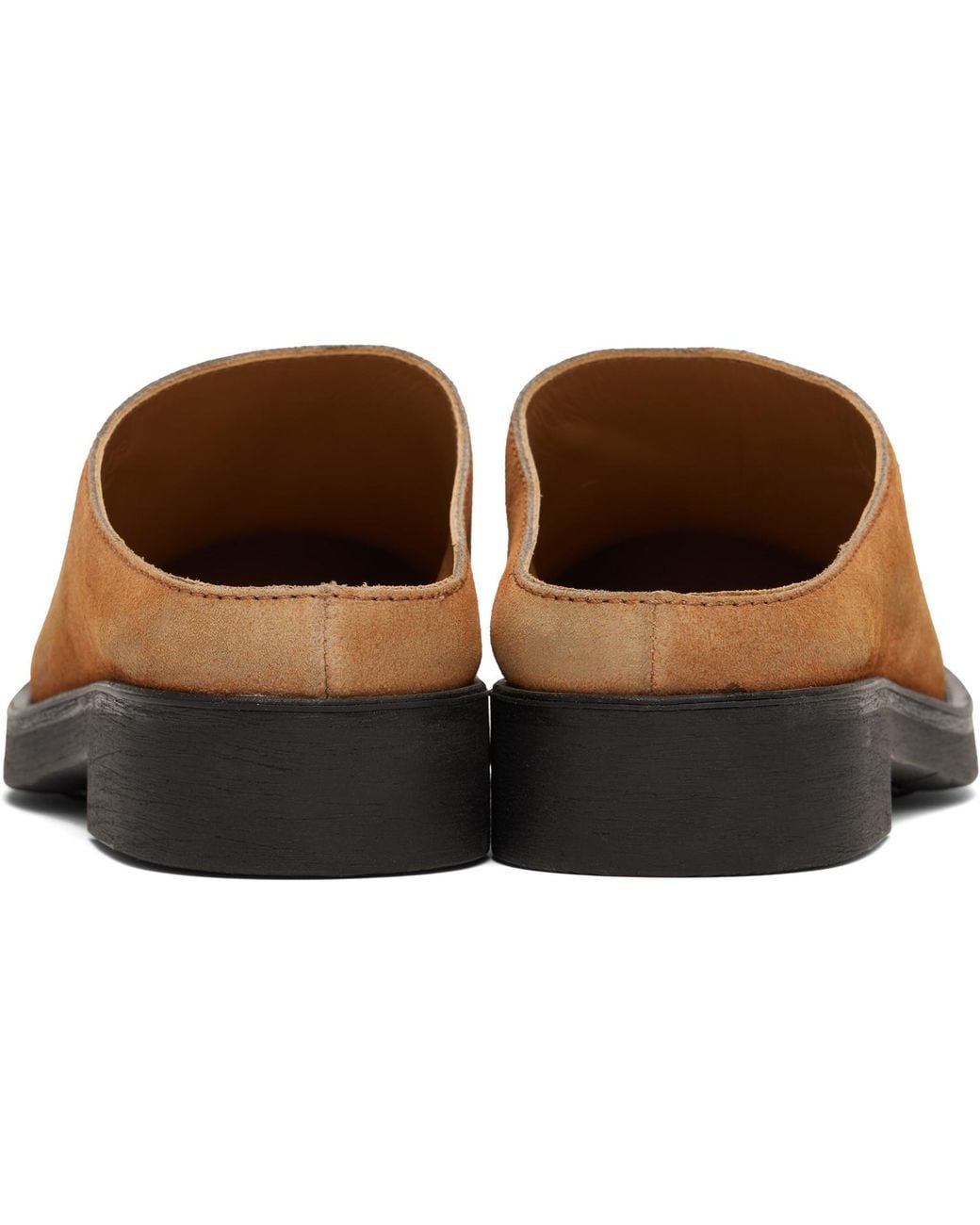 MM6 by Maison Margiela Brown Tan Washed Suede Biker Mule Loafers for men