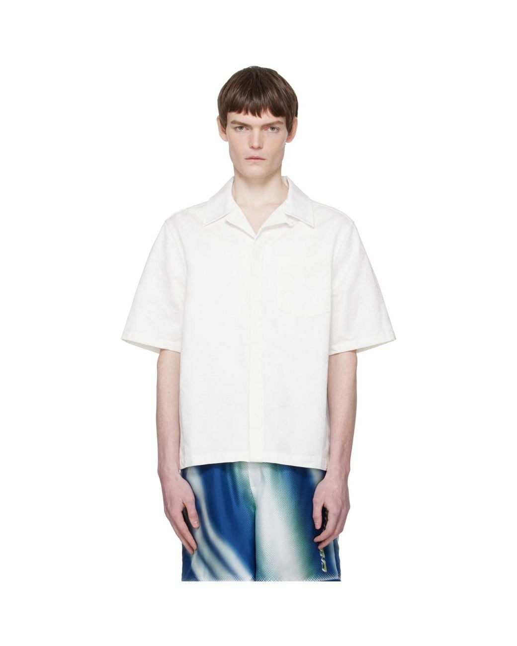 Casablanca White Monogram Short Sleeve Shirt for men