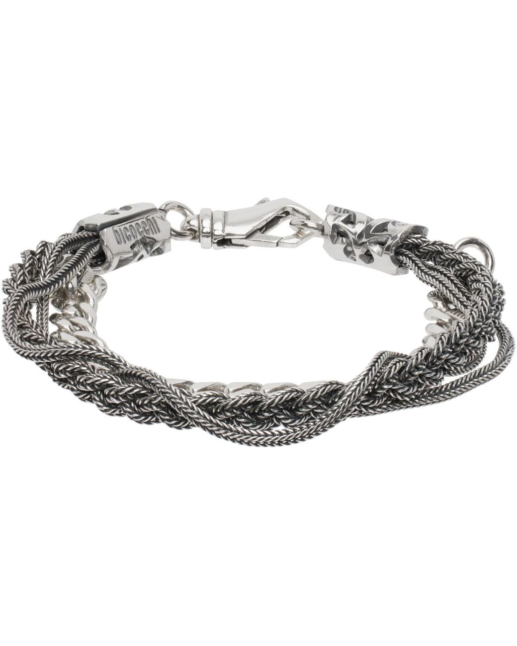 Emanuele Bicocchi Metallic Chain & Braided Bracelet for men