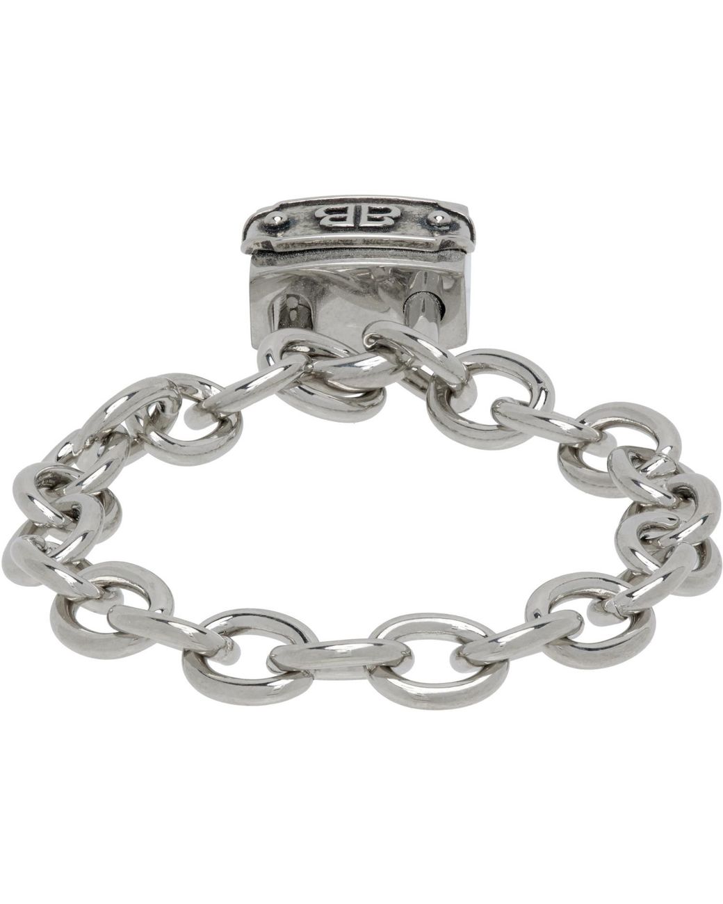 Balenciaga Metallic Bb Padlock Bracelet
