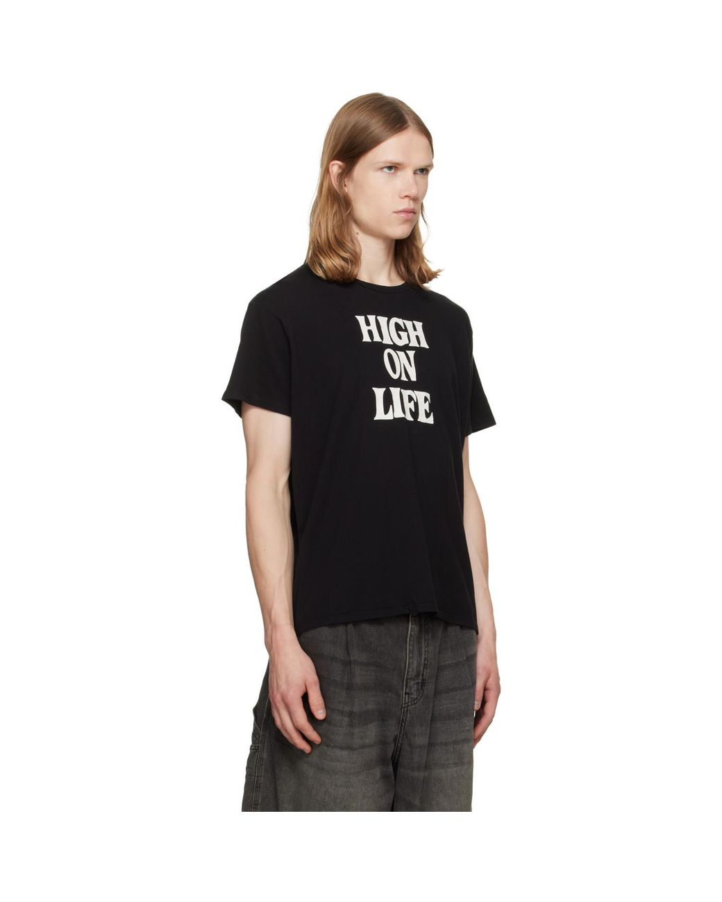 R13 Black 'High On Life' Boy T-Shirt for men