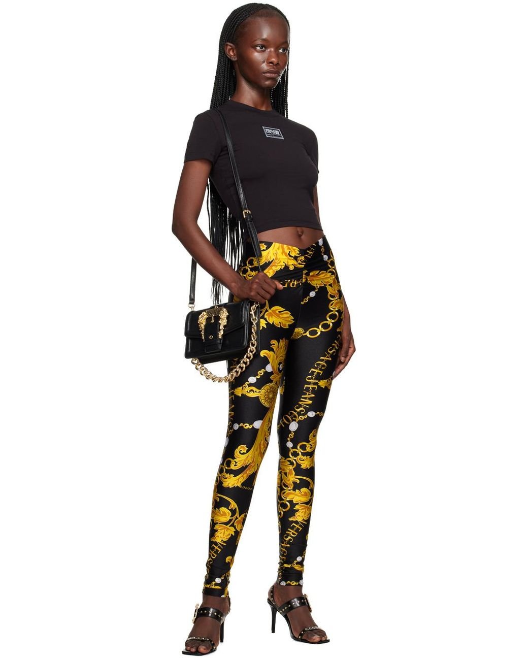 Versace crop top 2025 and leggings