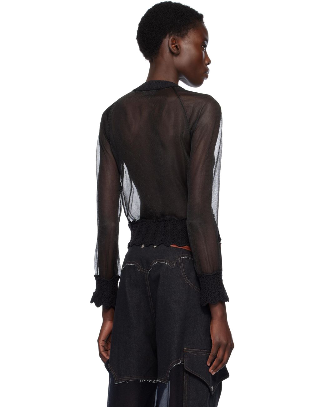 ANDERSSON BELL Sheer Knit Cardigan in Black | Lyst UK
