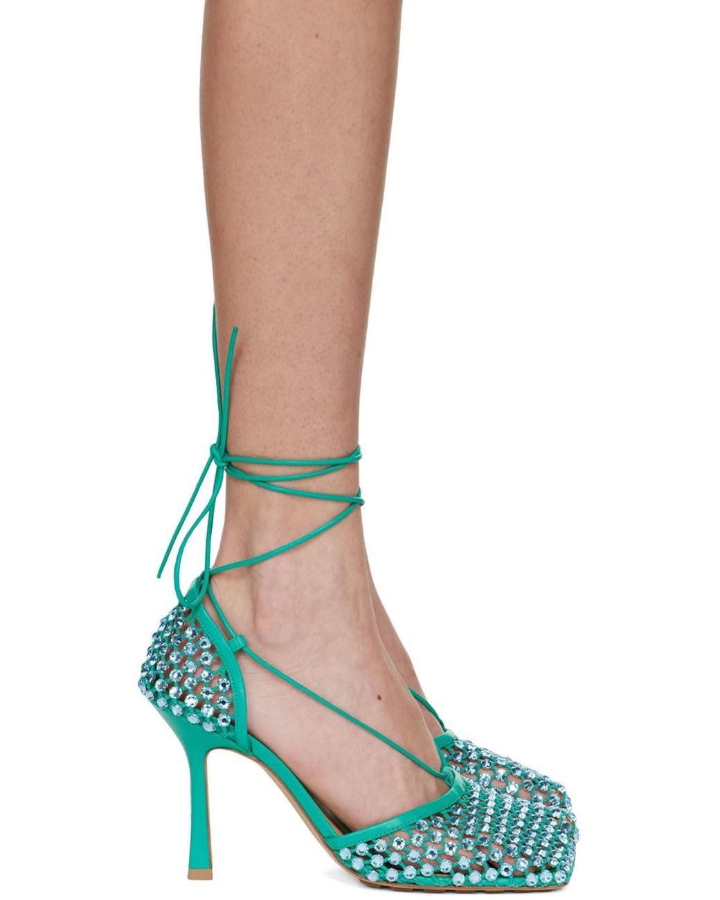 Bottega Veneta Multicolor Sparkle Stretch Web Heels