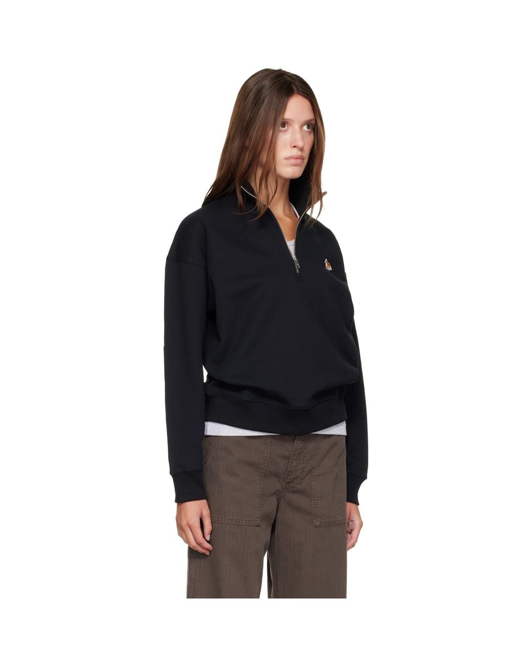 Maison Kitsuné Black Baby Fox Half Zipped Sweatshirt