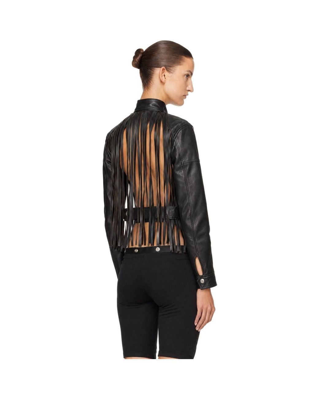 VAQUERA Black Fringe Leather Jacket