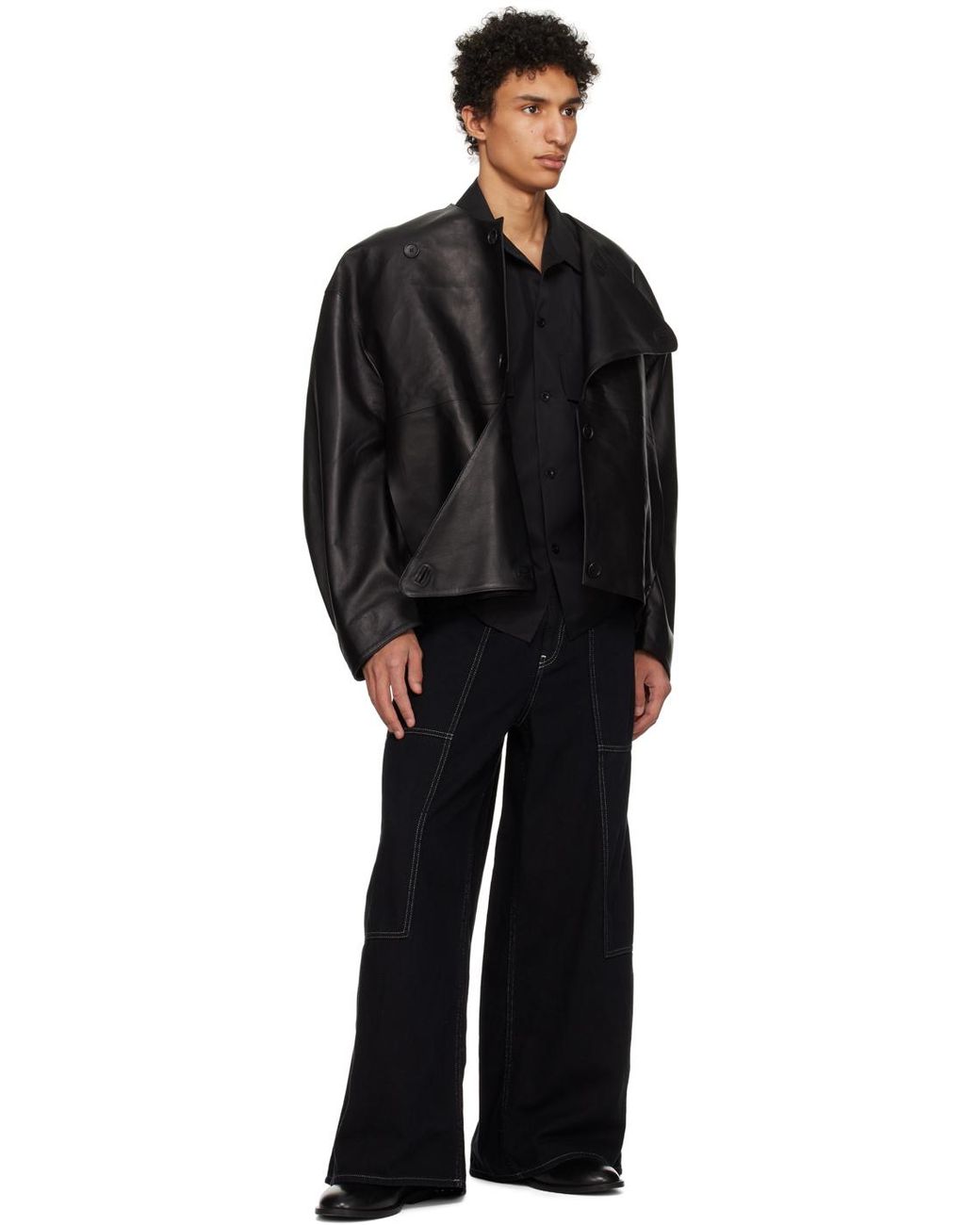 T/SEHNE Lock Leather Jacket in Black for Men | Lyst