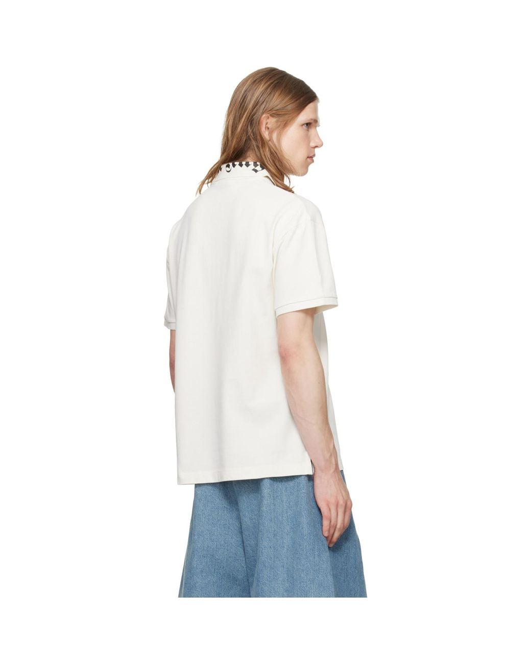 Palm Angels White Off- Neck Logo S/S Polo for men