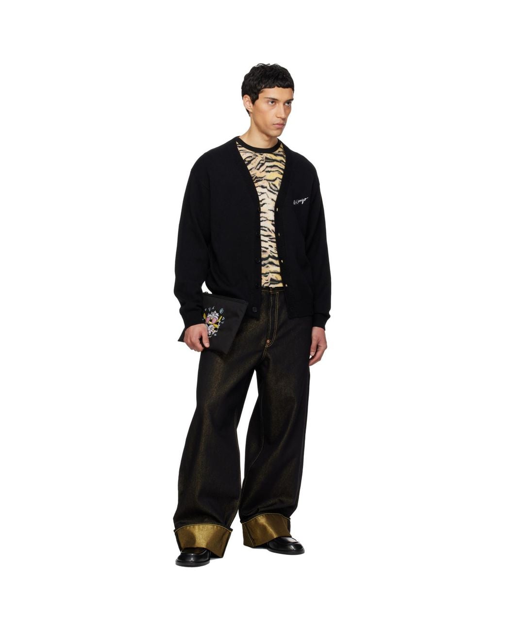 KENZO Black Paris Wild Tiger' Cardigan for men