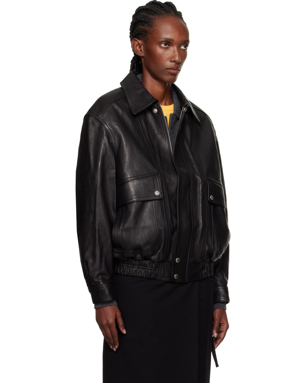 DUNST Black Oversized Vintage Leather Jacket