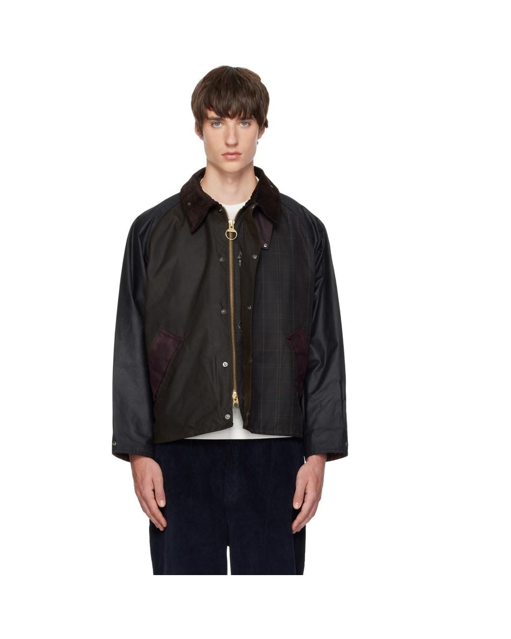 Barbour Black Patchwork Transport Wax Jacket for men